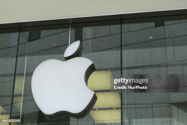 The logo of the American multinational technology company Apple headquartered in Cupertino, California, that designs, develops, and sells consumer...