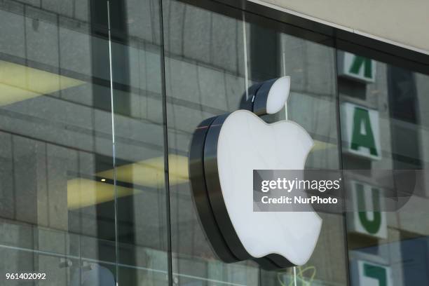 The logo of the American multinational technology company Apple headquartered in Cupertino, California, that designs, develops, and sells consumer...