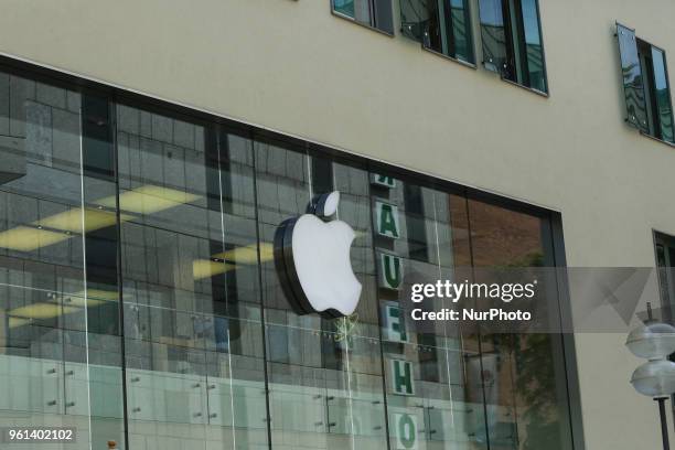 The logo of the American multinational technology company Apple headquartered in Cupertino, California, that designs, develops, and sells consumer...