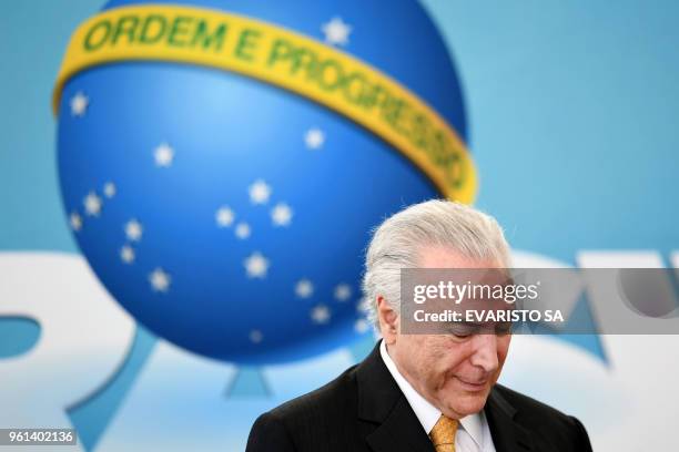 Brazilian President Michel Temer attends the launching event of a platform for the adherence to economic plans, at the Planalto Palace in Brasilia,...