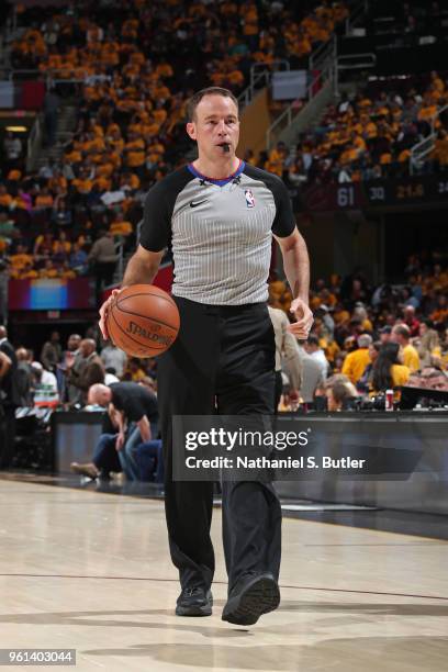 Referee Josh Tiven in Game Three of the Eastern Conference Finals between the Boston Celtics and the Cleveland Cavaliers the 2018 NBA Playoffs on May...