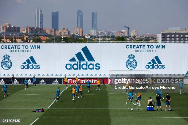 General view of Valdebebas training ground during a training session held during the Real Madrid UEFA Open Media Day ahead of the UEFA Champions...