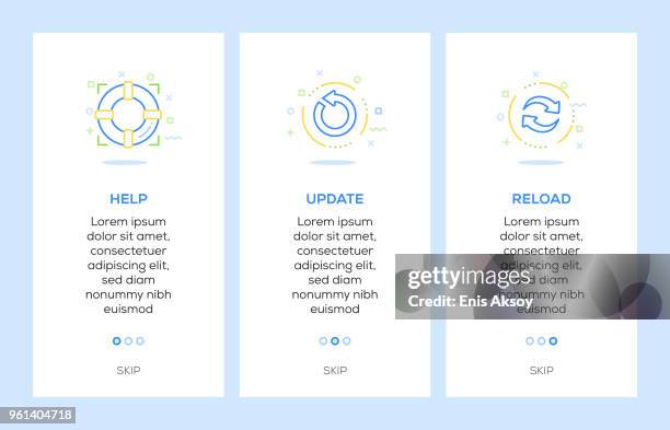 icons of help, update, reload. basic interface concept web elements - website loading stock illustrations
