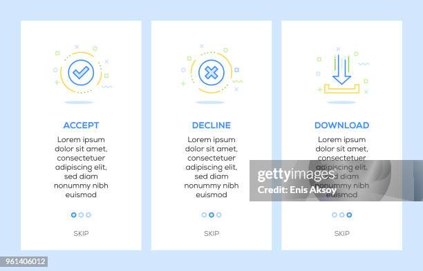 icons of accept, decline, download. basic interface concept web elements - website loading stock illustrations