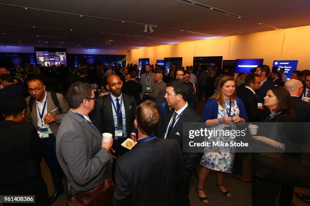 General view of a networking break during the Leaders Sport Business Summit 2018 at the TimeCenter on May 22, 2018 in New York City.