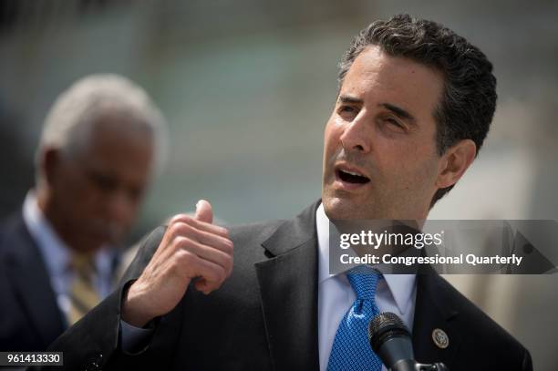 Rep. John Sarbanes, D-MD, Chair of the Democracy Reform Task Force, speaks outside the Capitol during Monday afternoon's 'A Better Deal for Our...