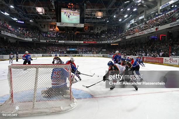 General view is seen during the DEL metch between Thomas Sabo Ice Tigers and Augsburger Panther at the Arena Nuernberger Versicherungen on January...