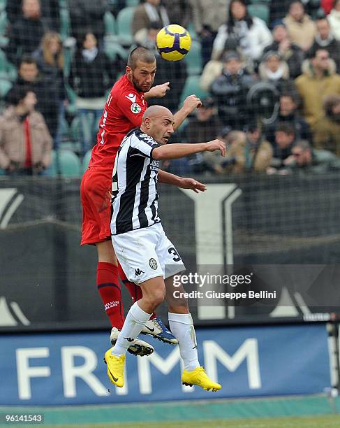 Massimo Maccarone of Siena and Michele Canini of Cagliari in action during the Serie A match between Siena and Cagliari at Artemio Franchi - Mps...