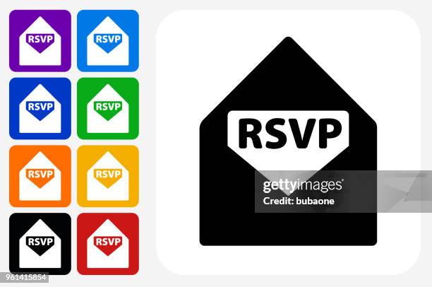 rsvp symbol square buttonset - rsvp stock-grafiken, -clipart, -cartoons und -symbole