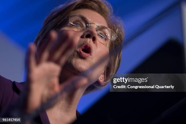 Sen. Elizabeth Warren speaks at the Center for American Progress 'Ideas' conference Tuesday May 15, 2018.