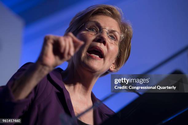 Sen. Elizabeth Warren speaks at the Center for American Progress 'Ideas' conference Tuesday May 15, 2018.