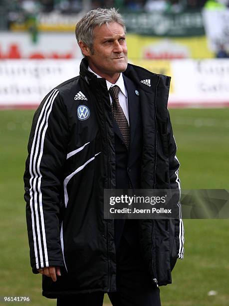 Head coach Armin Veh of Wolfsburg is seen prior to the Bundesliga match between VfL Wolfsburg and 1. FC Koeln at Volkswagen Arena on January 24, 2010...