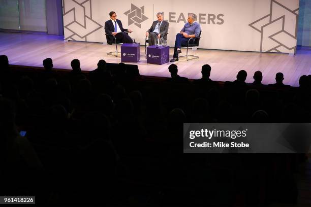 Milwaukee Bucks Co-Owner, James Dinan and Marc Lasry speak during the Leaders Sport Business Summit 2018 at the TimeCenter on May 22, 2018 in New...