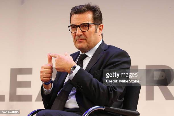 Chief Executive Officer, Ligue de Football Professionnel, Didier Quillot speaks during the Leaders Sport Business Summit 2018 at the TimeCenter on...