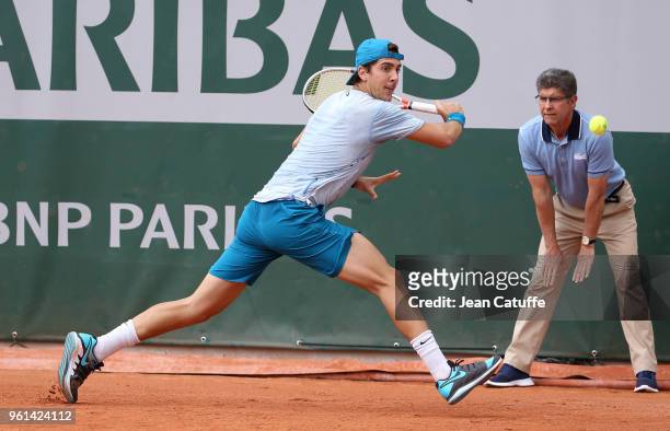 Thanasi Kokkinakis of Australia during the qualifications of the 2018 French Open at Roland Garros on May 21, 2018 in Paris, France.