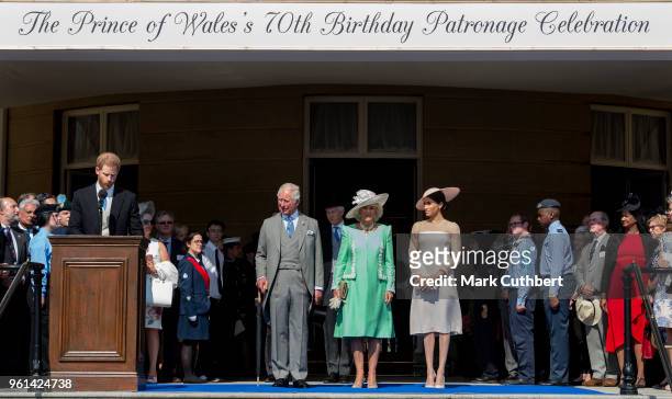 Prince Charles, Prince of Wales and Camilla, Duchess of Cornwall with Prince Harry, Duke of Sussex and Meghan, Duchess of Sussex during The Prince of...