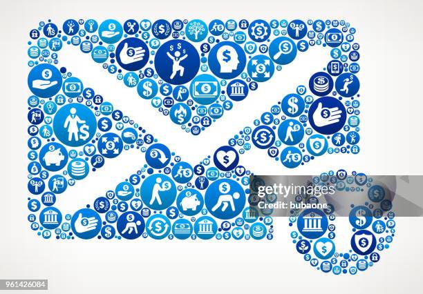 envelope money blue icon pattern background - stack envelopes stock illustrations