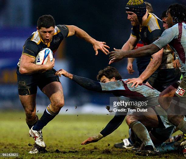 Henry Paul of Leeds Carnegie runs with the ball during the Amlin Challenge Cup match between Leeds Carnegie and Bourgoin at Headingley Stadium on...