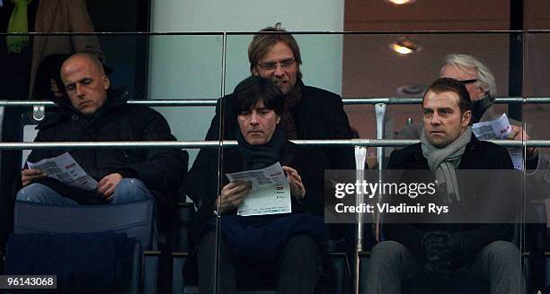 Borussia Moenchengladbach coach Michael Frontzeck, German national team coach Joachim Loew, Borussia Dortmund coach Juergen Klopp and German national...