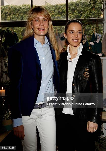 Lavinia Borromeo and Giorgia Caovilla pose during "White Kids": Children Fashion Fair on January 24, 2010 in Milan, Italy.