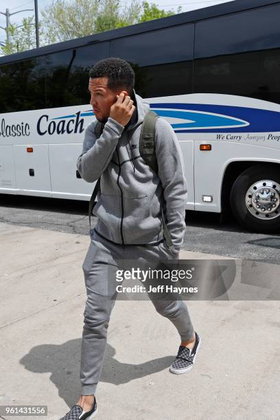 Jalen Brunson arrives to the NBA Draft Combine Day 1 at the Quest Multisport Center on May 17, 2018 in Chicago, Illinois. NOTE TO USER: User...