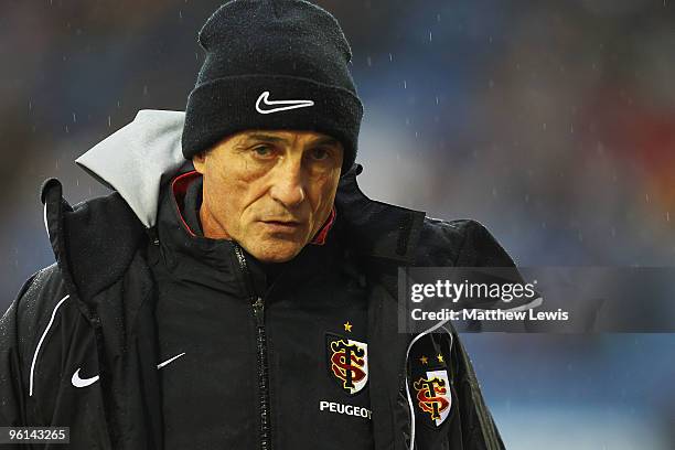 Guy Noves, Coach of Toulouse looks on during the Heineken Cup match between Sale Sharks and Toulouse at Edgeley Park on January 24, 2010 in...