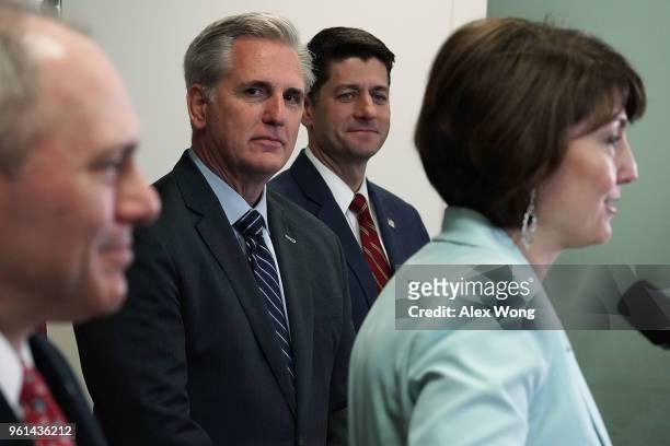 House Republican Conference Chair Rep. Cathy McMorris Rodgers speaks as U.S. House Majority Whip Rep. Steve Scalise , House Majority Leader Rep....