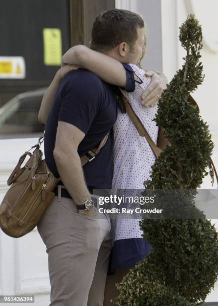 Dermot O'Leary and Edith Bowman seen having a pub lunch in Primrose Hill on May 22, 2018 in London, England.