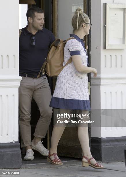 Dermot O'Leary and Edith Bowman seen having a pub lunch in Primrose Hill on May 22, 2018 in London, England.
