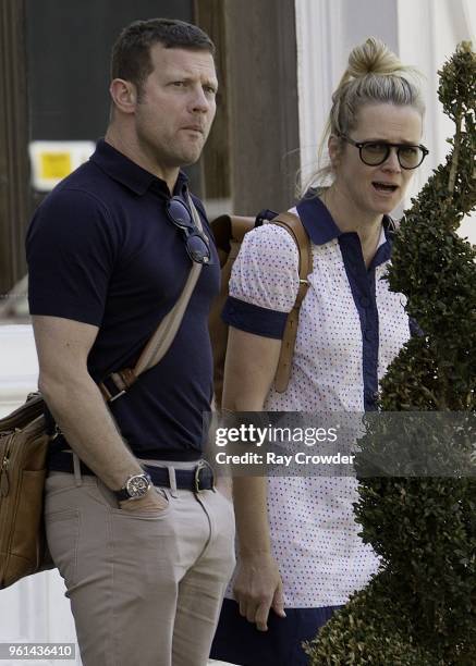 Dermot O'Leary and Edith Bowman seen having a pub lunch in Primrose Hill on May 22, 2018 in London, England.