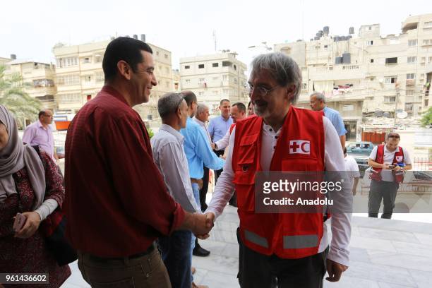 President of International Federation of Red Cross and Red Crescent Societies Francesco Rocca is welcomed by staff of a child institution affiliated...