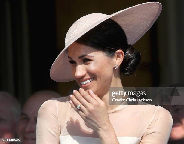 Meghan, Duchess of Sussex attends The Prince of Wales' 70th Birthday Patronage Celebration held at Buckingham Palace on May 22, 2018 in London,...