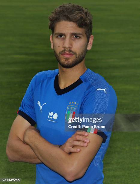 Manuel Locatelli of Italy U21 poses during the Italy U21 portrait session on May 22, 2018 in Rome, Italy.