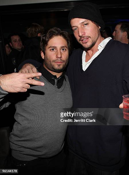 Mike Heller and Simon Rex attends the AXECYB.com party on January 23, 2010 in Park City, Utah.