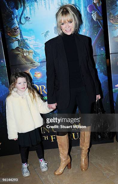 Jo Wood and guest attend 'The Princess And The Frog' Tea Party at the Mayfair Hotel on January 24, 2010 in London, England.