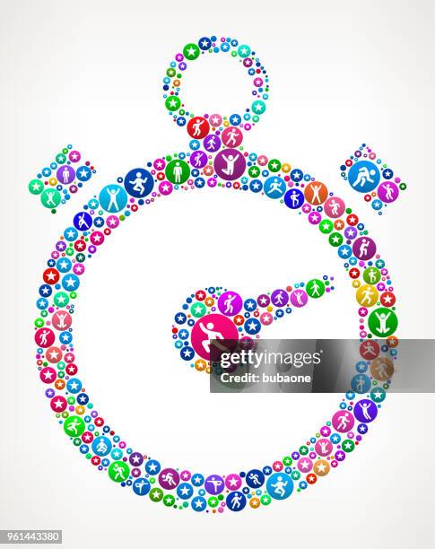 stop watch people in motion fitness icon pattern - stop motion running stock illustrations