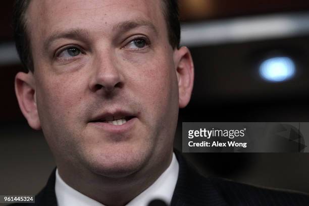 Rep. Lee Zeldin speaks during a news conference May 22, 2018 on Capitol Hill in Washington, DC. Rep. Zeldin will introduce with at least 16 other...