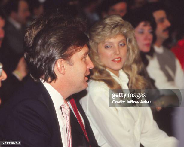 Businessman Donald Trump and Mistress Marla Maples ringside at Tyson vs Spinks Convention Hall in Atlantic City, New Jersey June 27 1988.