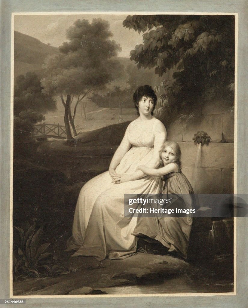 Portrait Of Theresa Tallien And Her Daughter In A Park