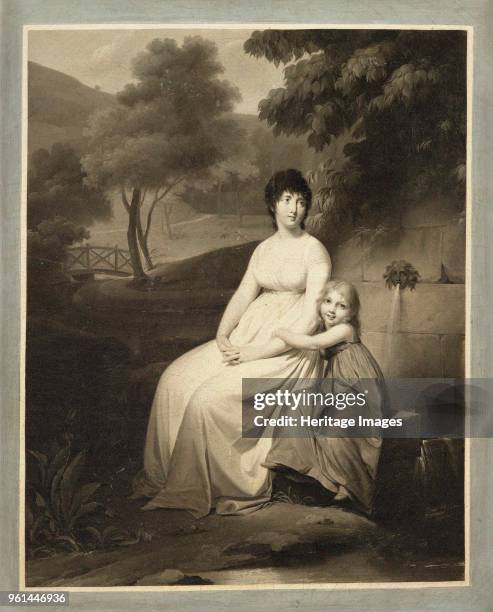 Portrait of Thérésa Tallien and her daughter in a park, 1810s. Private Collection.