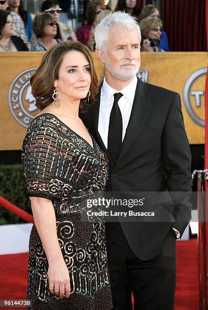 Actor John Slattery and guest arrive to the TNT/TBS broadcast of the 16th Annual Screen Actors Guild Awards held at the Shrine Auditorium on January...