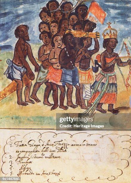 Queen Nzinga with Military Entourage, Kingdom of Matamba, Angola , Between 1665 and 1668. Found in the Collection of Biblioteca Estense...