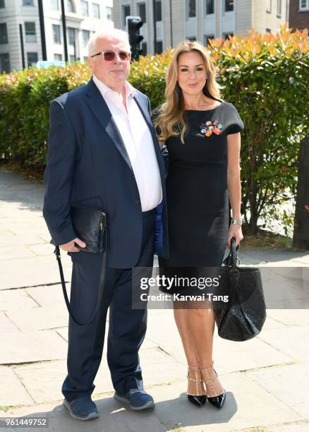 Christopher Biggins and Claire Sweeney attend the funeral of Dale Winton at the Old Church, 1 Marylebone Road on May 22, 2018 in London, England.