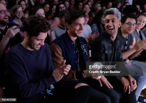 Antoni Porowski and Tan France of Netflix's Queer Eye attend "Getting Curious With Jonathan Van Ness Live" at Day Two of the Vulture Festival...
