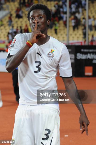 Asamoah Gyan of Ghana celebrates his goal during the Africa Cup of Nations Quarter Final match between Angola and Ghana from the November 11 Stadium...