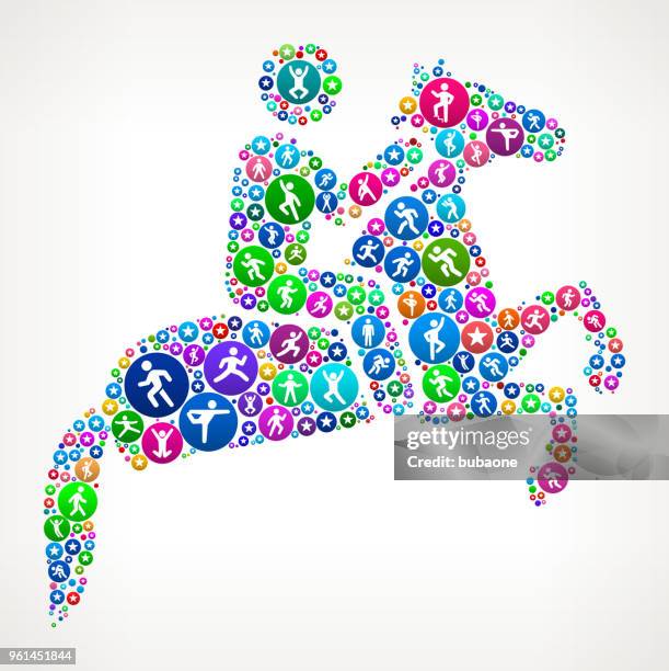 horse ridding  people in motion fitness icon pattern - animal arm stock illustrations