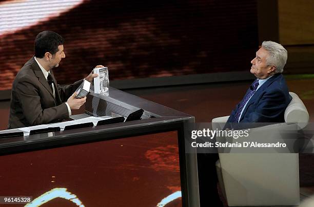 Fabio Fazio and Alberto Arbasino appear on 'Che Tempo Che Fa' Italian Tv Show on January 24, 2010 in Milan, Italy.