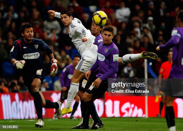 Cristiano Ronaldo of Real Madrid in action during the la Liga match between Real Madrid and Malaga at Estadio Santiago Bernabeu on January 24, 2010...