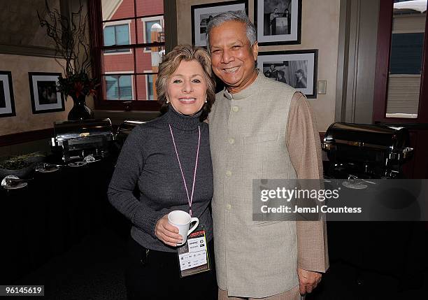 Senator Barbara Boxer and Professor Muhammad Yunus attends Board Brunch during the 2010 Sundance Film Festival at Zoom on January 24, 2010 in Park...