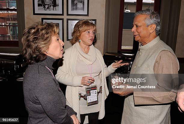 Senator Barbara Boxer, Pat Mitchell and Professor Muhammad Yunus attends Board Brunch during the 2010 Sundance Film Festival at Zoom on January 24,...